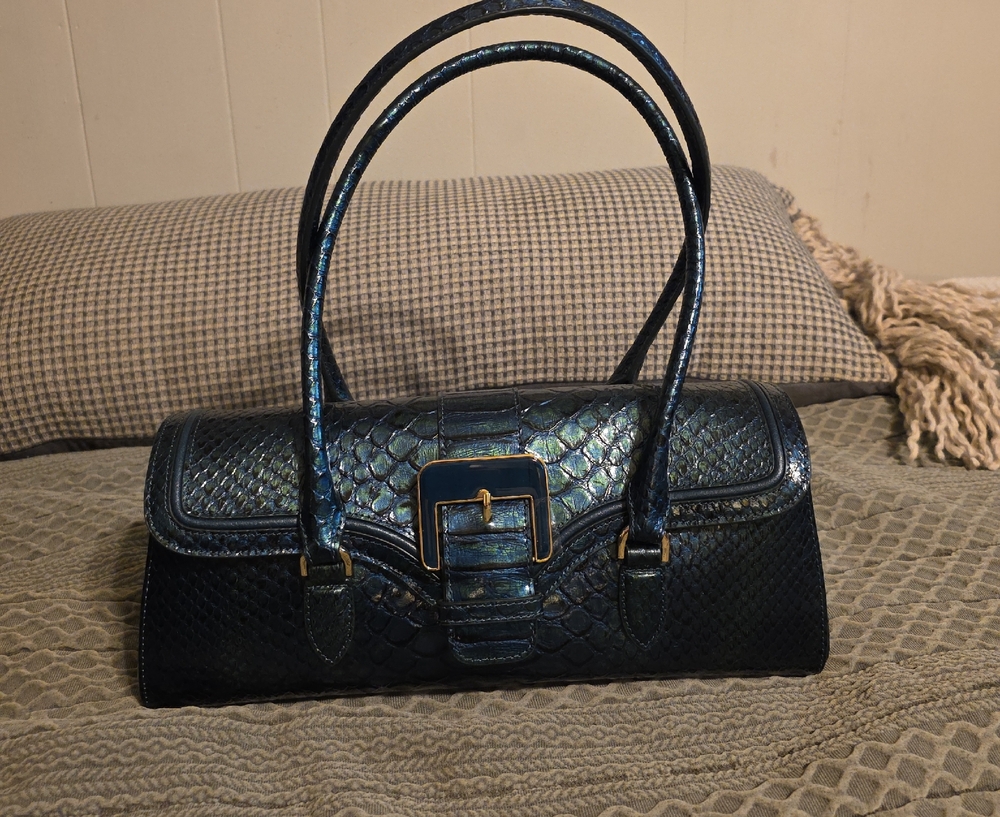 Brahmin Iridescent Blue Shoulder Bag